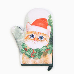 Набор новогодний подарочный «Доляна. Кошечка»: варежка-прихватка, лопатка силикон