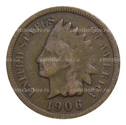 Монета 1 цент 1906 года США