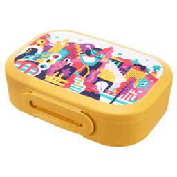 ЛАНЧ-БОКС С ДЕКОРОМ ГОРОДСКИЕ ФАНТАЗИИ, 180x130x50ММ, 0,98Л (Желтый)