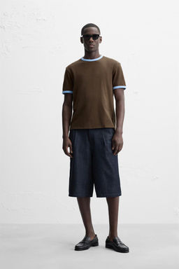 BASIC CONTRAST RIB T-SHIRT