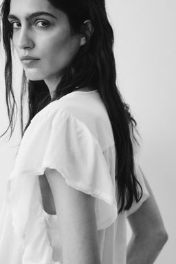 Blusa de manga circular con ribete de encaje - H&m фото 4