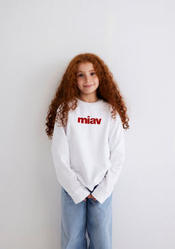 Miav Bask?l? Beyaz Sweatshirt