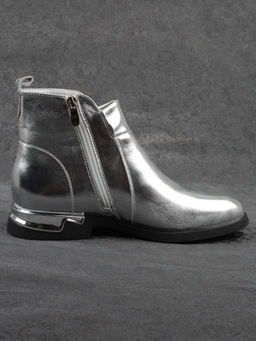 01-B48B-87C GREY/SILVER Ботинки демисезонные женские (натуральная кожа, байка)