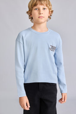 Oversize Bask_l_ Uzun Kol Ti__rt Erkek _ocuk
