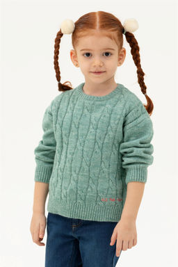 Мятный меланжевый свитер для девочки - U.s. polo assn фото 5