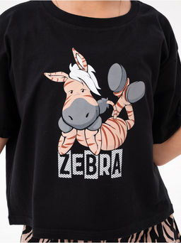 Пижама "Зебра" коричневая детская девочка с шортами