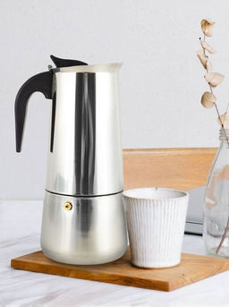 Кофеварка гейзерная 200мл (4 порции) из нержавеющей стали (101100) /KAMILLE/