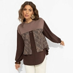 Свитшот с эффектом многослойности, Стиль по-взрослому (браун, нью) - Charutti фото 9