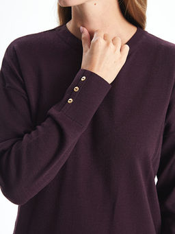 Bisiklet Yaka D?z Uzun Kollu Kad?n Triko Tunik