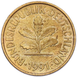 Монета 5 пфеннигов 1991 года F Германия
