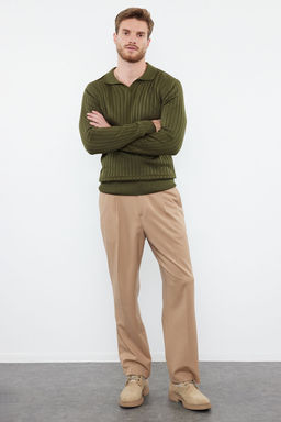 TRENDYOL MAN Siyah Slim Dar Kesim Couple/Cift Polo Yaka Duz Triko Kazak TMNAW25KZ00022 - Trendyolmilla фото 2