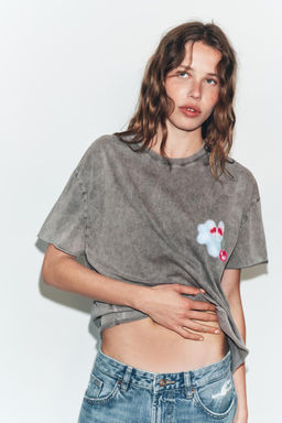 ANGELA BACHER FADED-EFFECT T-SHIRT - Zara фото 4