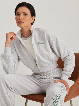 Свитшот на молнии с воротником стойкой в стиле Sporty & Rich