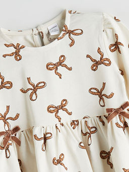 Fiyonk Bask?l? K?z ?ocuk Elbise