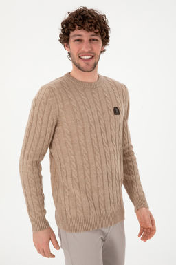 Erkek Regular Fit Bisiklet Yaka Kum Melanj Kazak - U.s. polo assn фото 3