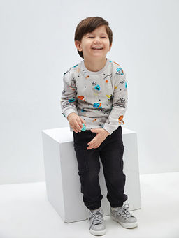 Bisiklet Yaka Uzun Kollu Bask?l? Erkek Bebek Sweatshirt - Waikiki фото 3