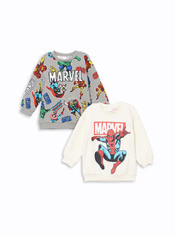 Spiderman Bask?l? Erkek ?ocuk Sweatshirt 2li