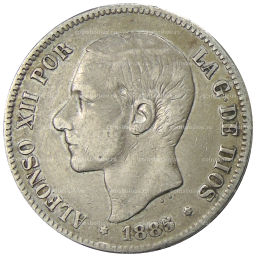 5 песет 1885 года Испания