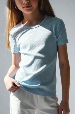 Футболка для девочки в рубчик из рибаны Happyfox