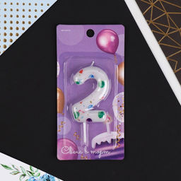 Свеча в торт цифра 2, с шарами