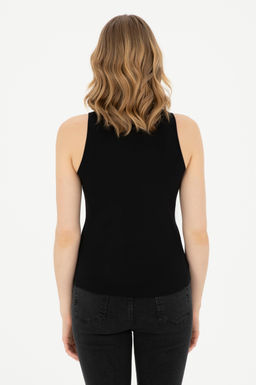 Женская черная базовая футболка без рукавов с круглым вырезом Неожиданная скидка в корзине - U.s. polo assn фото 5