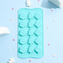 Форма для конфет и шоколада Доляна Новый год, силикон, 21?10.5 см, 15 ячеек, бирюзовая