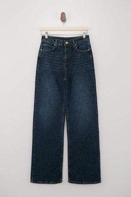 Koyu Mavi Yuksek Bel Az Esnek Wide Leg Genis Paca Jeans TWOSS26JE00153