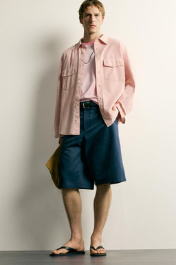 CAMISA RELAXED FIT BOLSILLOS / Rosa claro - Zara фото 6