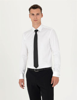 Beyaz Slim Fit Uzun Kollu Basic G_mlek