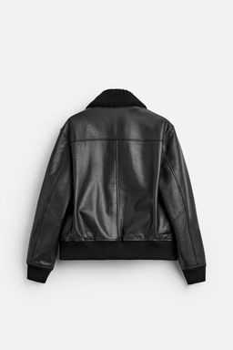 LEATHER BOMBER JACKET - Zara фото 8