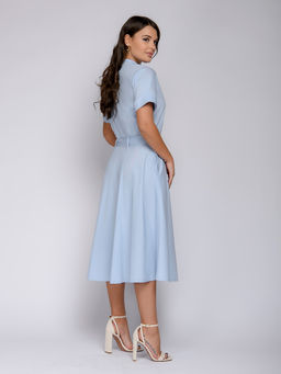 Платье голубое длины миди с короткими рукавами - 1001dress фото 3