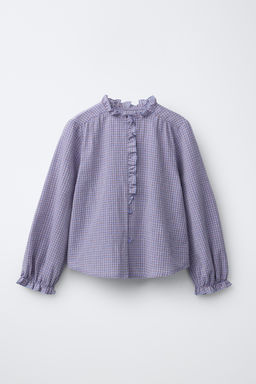 CHECK SHIRT WITH RUFFLE TRIM