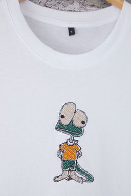 TRENDYOL MAN Mavi Oversize/Genis Kesim Nak?s Detayl? %100 Pamuk T-Shirt TMNSS25TS00199 - Trendyolmilla фото 12