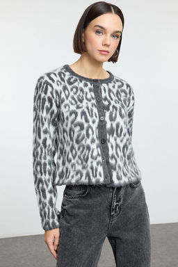 TRENDYOLMILLA Kahverengi Leopar Desenli Triko H?rka TWOAW25HI00378