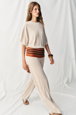 PANTAL?N R?STICO WIDE LEG / Beige claro - Zara фото 5