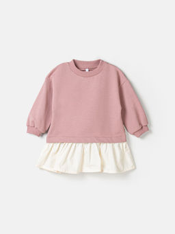 Платье с хлопковой юбкой "Дымчатая роза"