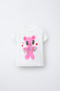 CAMISETA ESTAMPADO OSITO / Blanco roto