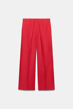 PANTAL?N RECTO CON LINO / Rojo - Zara фото 4