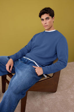 Siyah-Lacivert-Gri Melanj 3lu Paket Regular/Normal Kesim Basic Ici Polar Sweatshirt TMNAW26SW00006