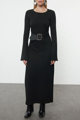 TRENDYOLMILLA Vizon Midi Triko Kemerli Elbise TWOAW25EL00034  фото 3