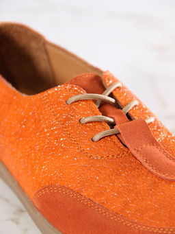Босоногие туфли 188.natabr.Оранжевый наплак+оранжевая замша