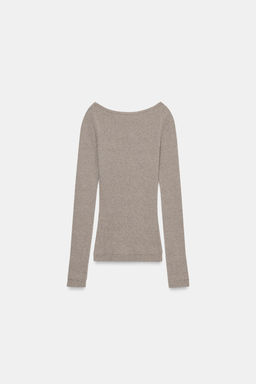RIB BOAT NECK T-SHIRT - Zara фото 4