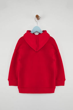 K?rm?z? Pamuklu Slogan Bask?l? Kapusonlu Oversize Orme Unisex Cocuk Sweatshirt TKDAW26SW00025 - Trendyolmilla фото 4