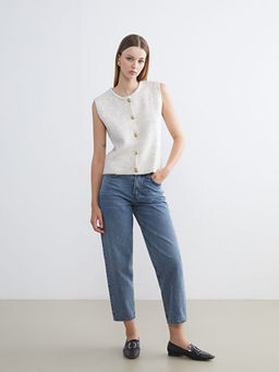 Bisiklet Yaka Kad?n Triko Yelek