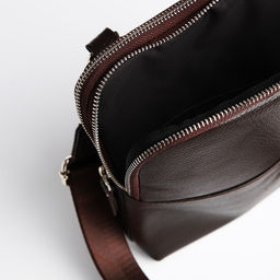 Сумка мужская TEXTURA через плечо, натуральная кожа, цвет тёмно-коричневый  фото 5