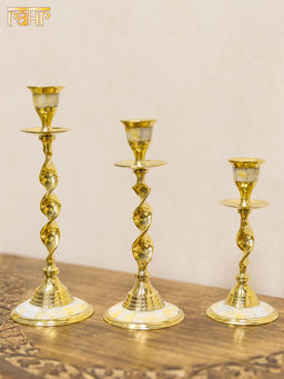 Подсвечник набор из 3-х на 1 свечу с перламутром № П5212/3