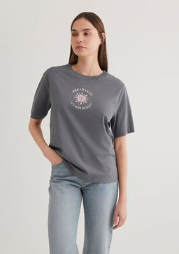 Bask?l? Antrasit Tisort - Mavi фото 2