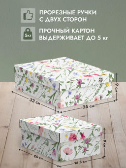 VAL HC-BC-2F2L Короба картонные, 2шт.-25*33*9 см, 2шт.-16.5*25*9 см, набор 4 шт., HERBARIUM CLOVER, шт