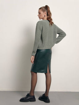 CONTE Юбка под кожу с разрезом сзади LU 1410 emerald emerald