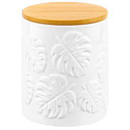Банка д/хранения 650 мл 10*10*12,5 см "Тропики" с дер. крышк. с сил. упл.